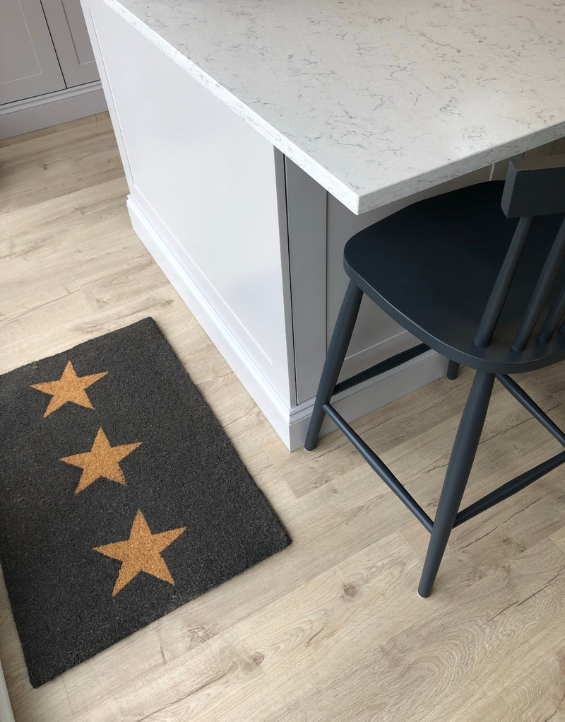 3 star doormat rug coir charcoal 2 sizes