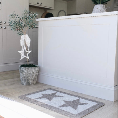 Taupe Star Door washable Mat Rug 50x80cm and 67x100cm