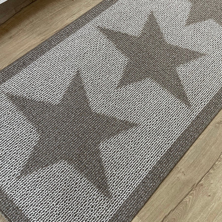 Taupe Star Door washable mat rug Runner 67x150cm and 67x200cm
