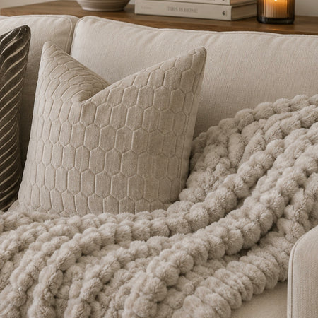 Paul Moneypenny Koochikoo Textured Faux Fur Throws 130x170cm 2 colours green taupe brown