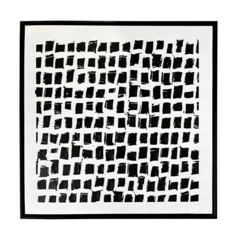 Framed Black White Brushstrokes Abstract Canvas 63x63