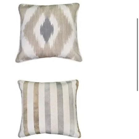 Jerez taupe IKAT print stripe back cushion
