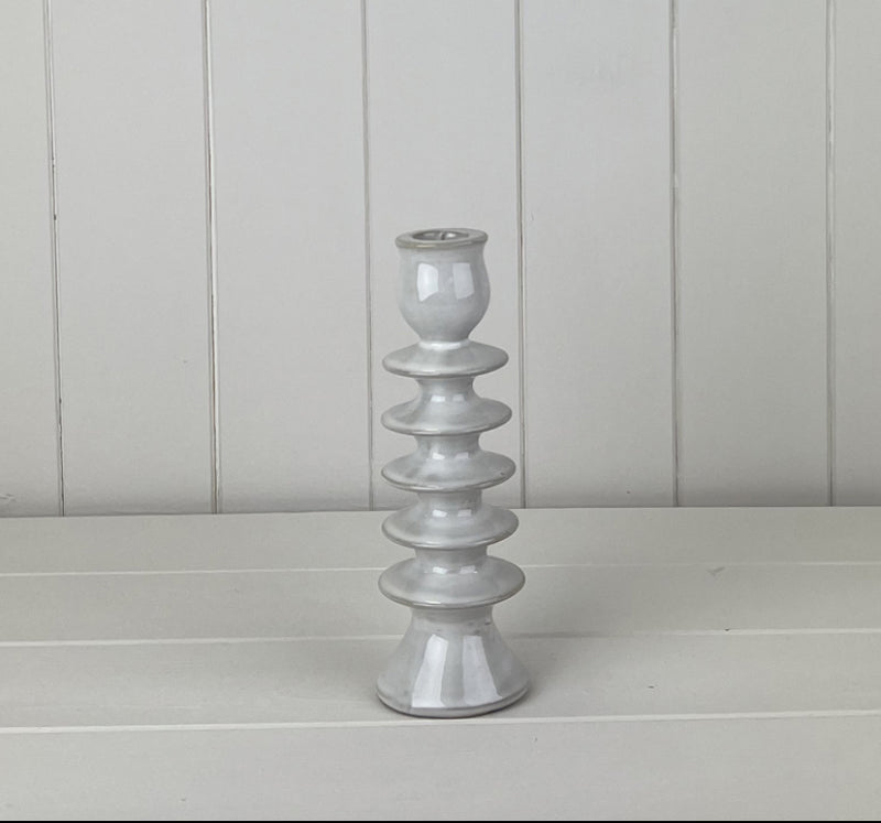 Glazed Ceramic Candle Holder with Textured Detail, 2 Styles