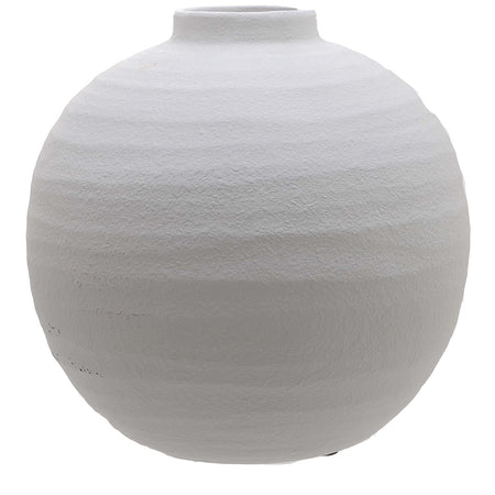 Tiber Matt white textured round vase