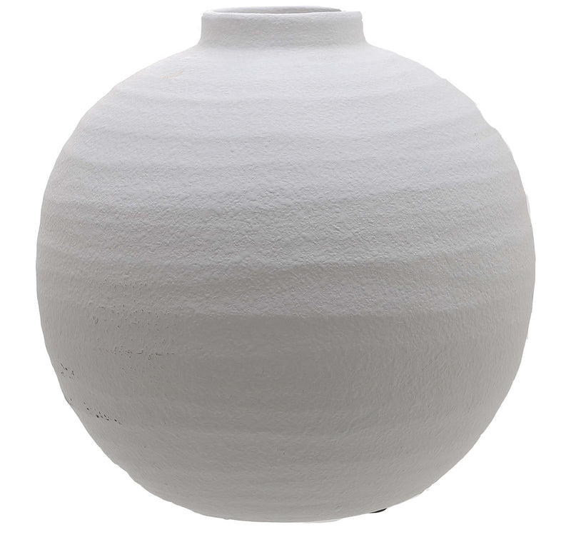 Tiber Matt white textured round vase
