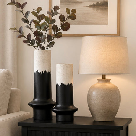Black white two tone ombré vase 2 sizes