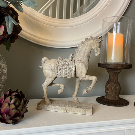 Prancing stone horse ornament