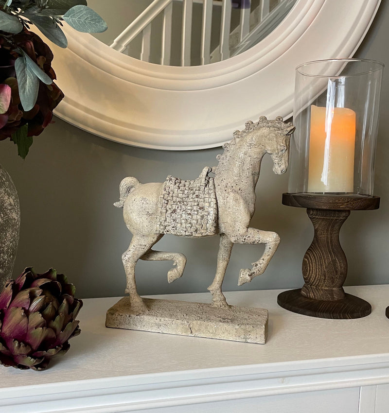 Prancing stone horse ornament