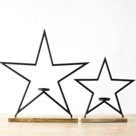 Extra Large Black Metal Star Tea Light candle Holder 2 Sizes