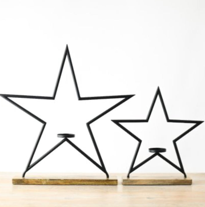 Extra Large Black Metal Star Tea Light candle Holder 2 Sizes
