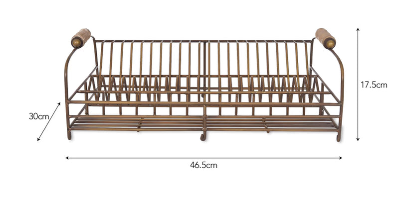 Antique brass Brompton dish plate rack