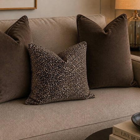 Large luxe chocolate brown velvet premium cushion 43cm, 50cm & 58cm