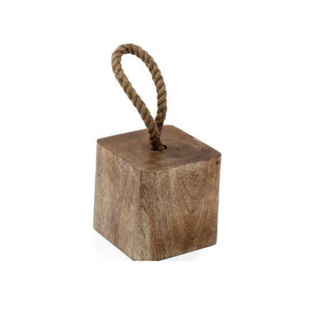 Mango wood chunky heavy door stop