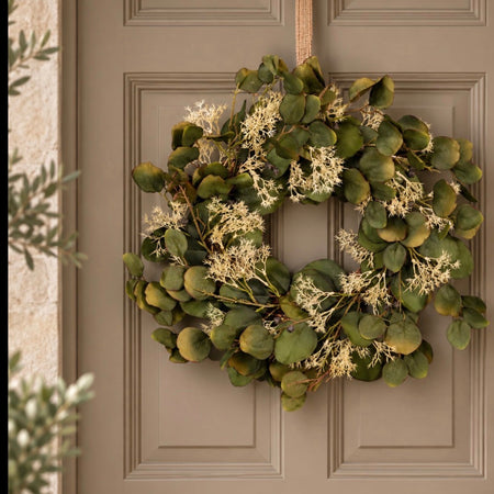 Autumn winter eucalyptus wreath with dried moss detail 50cm