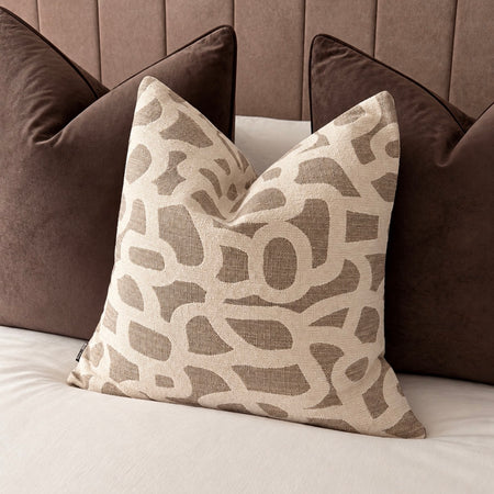 Scribble textured brown taupe cream natural cushion 50cm large