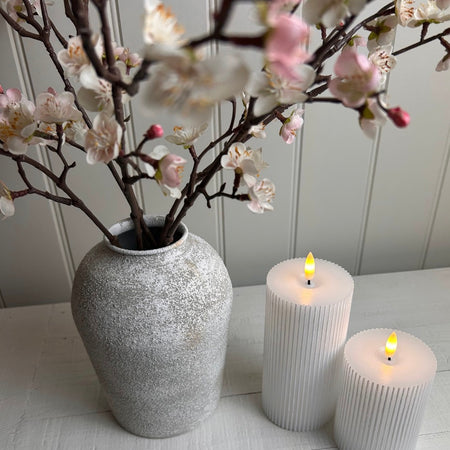 Metal rustic off white beige vase