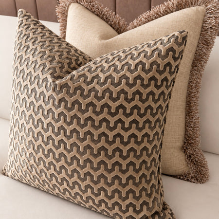 Oslo luxury cream taupe textured cushion, 2 Sizes