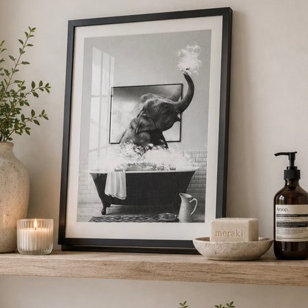 Animals in bathroom print 25x20cm 6 styles
