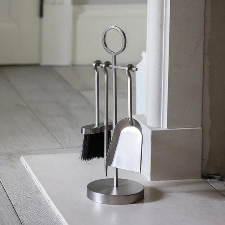 Fireside tool set silver metal finish