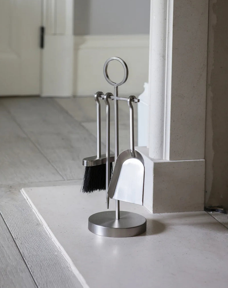 Fireside tool set silver metal finish