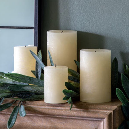 Ivory rustic pillar candle