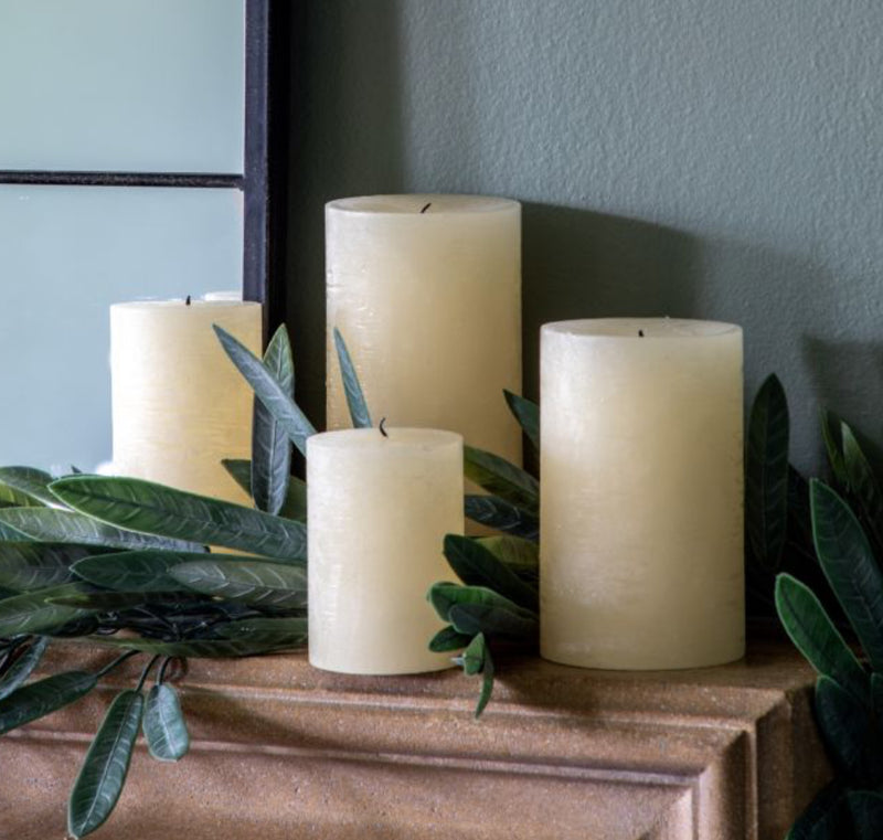 Ivory rustic pillar candle