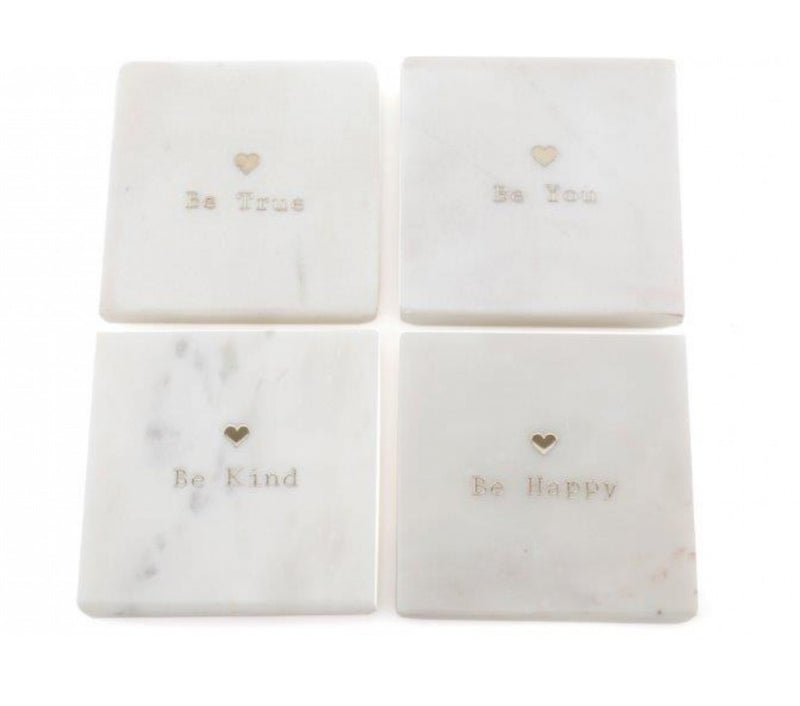 Set of 4 marble ‘be’ coasters