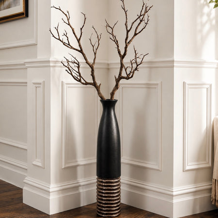 60cm tall black bronze gold textured floor vase