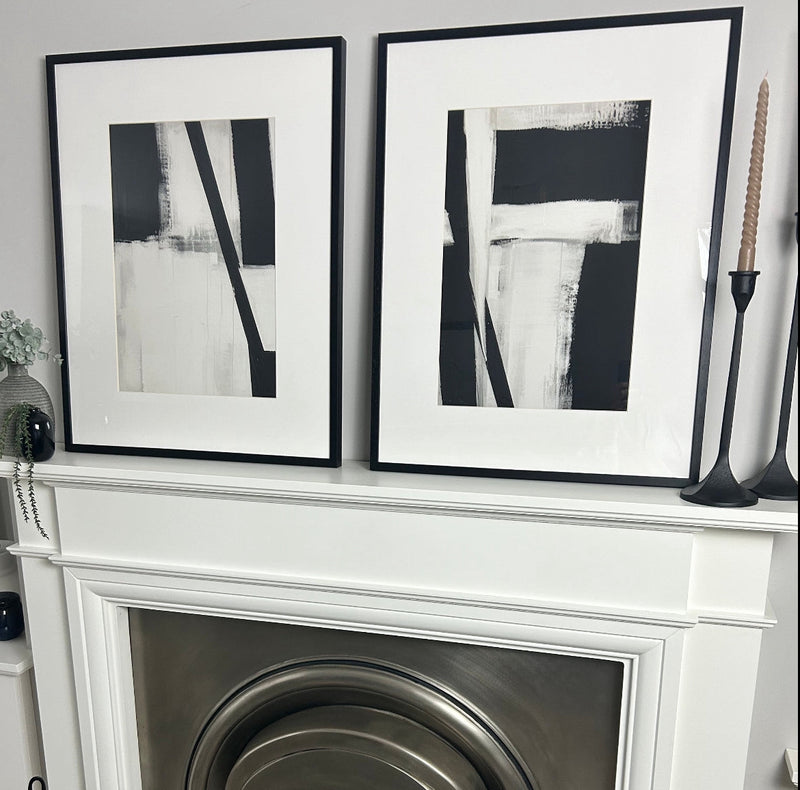Set of two Monochrome frame frame mounted Graphic Serenity pictures