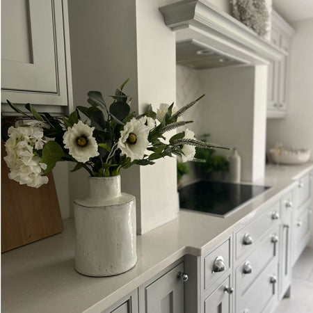 Chunky white rustic finish organic reactive glaze vase