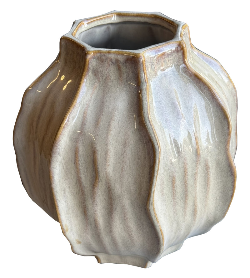 Seed pod textured ceramic vase brown beige neutral 2 sizes