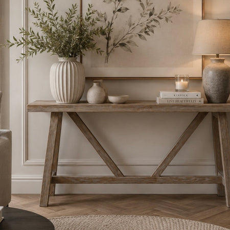 Wooden chunky rustic console table