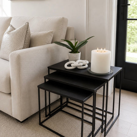 Black Nickel Metal Top Rectangular Side Sofa Tables 3 sizes
