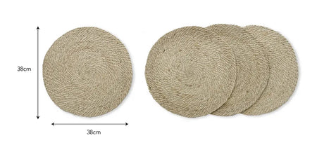 Set of 4 jute round placemats