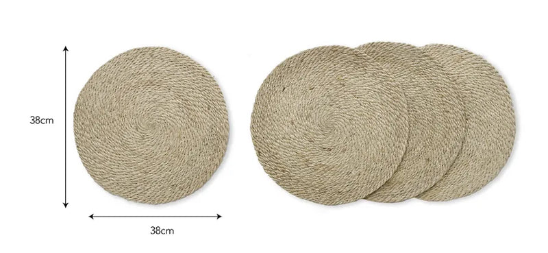 Set of 4 jute round placemats