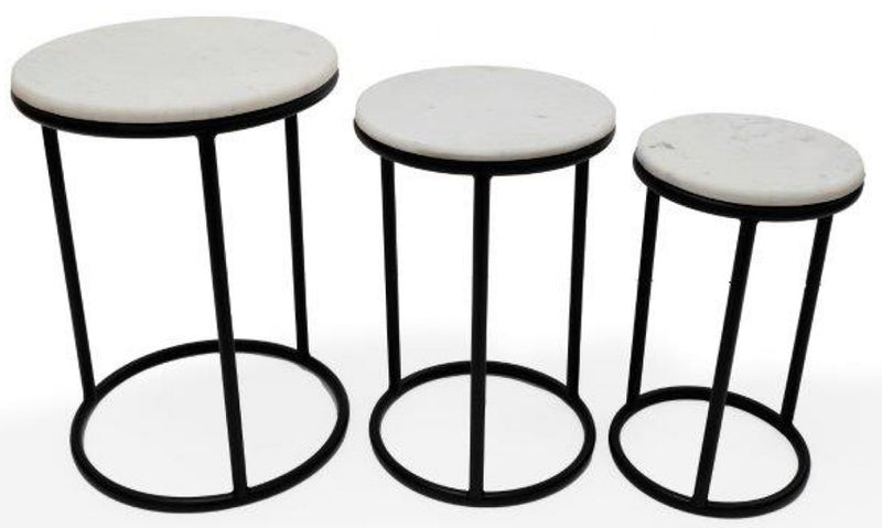 Solid Marble top table with black legs round 3 sizes