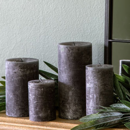 Slate black rustic pillar candle