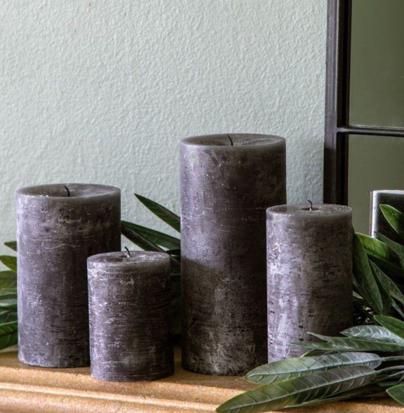 Slate black rustic pillar candle