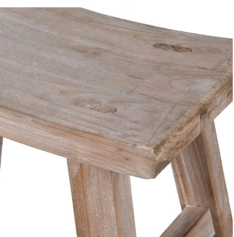 Rustic wooden bench stool