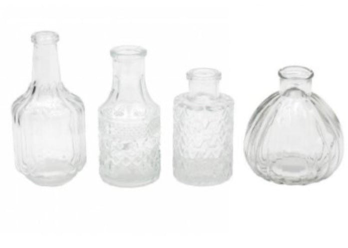 Set of 4 Clear Glass Bottles bud vases