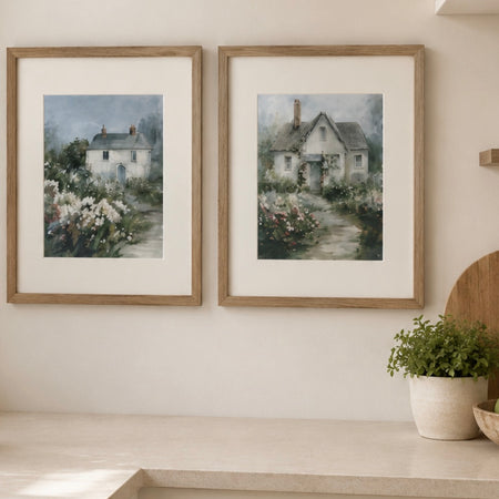 Country cottage framed glazed mounted wall art picture 2 styles