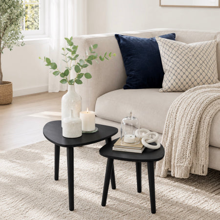 Black shaped Tripod Side Tables, 2 Sizes
