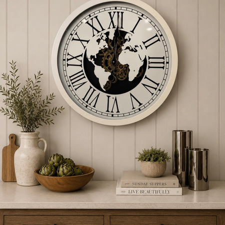 Off white distressed gears clock 58cm