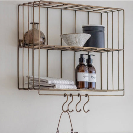 Brompton Antique brushed Brass Finish Wire Wall Rack