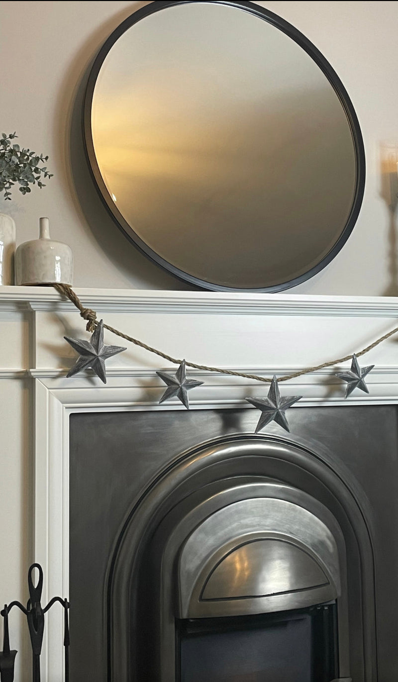 Grey White Wash Metal Star Garland