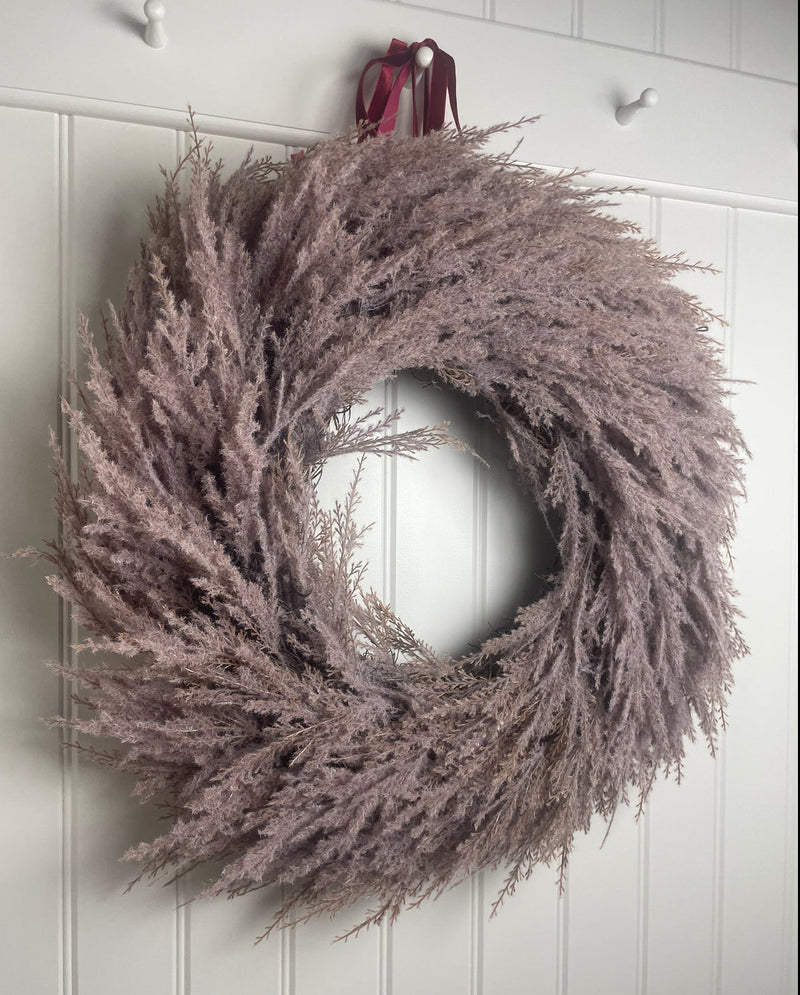 Flocked pampas wreath 55cm