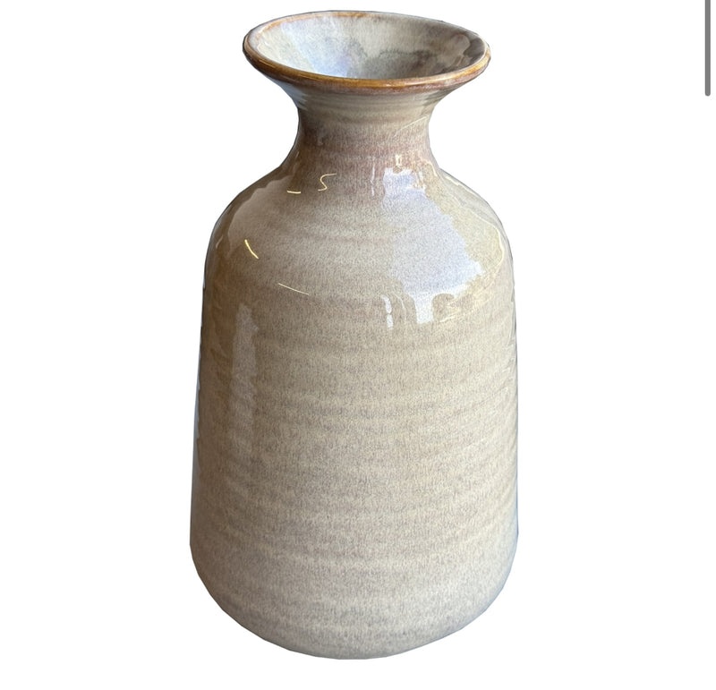 Ceramic textured neutral brown bottle squat and tall vase 2 sizes
