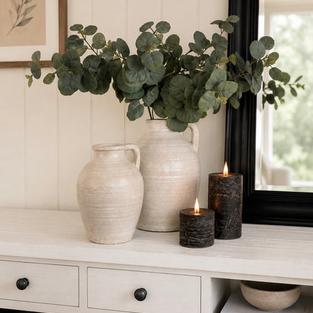 Stone look handle jug with glaze rustic 2 sizes