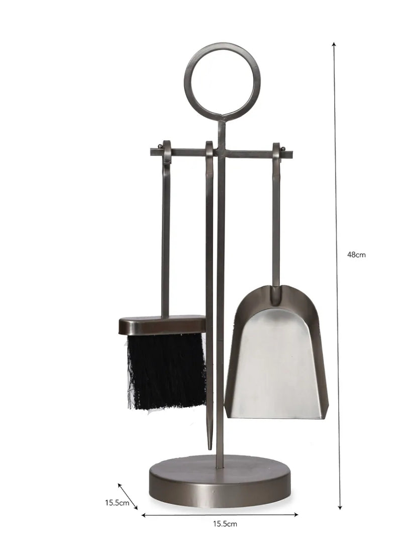 Fireside tool set silver metal finish