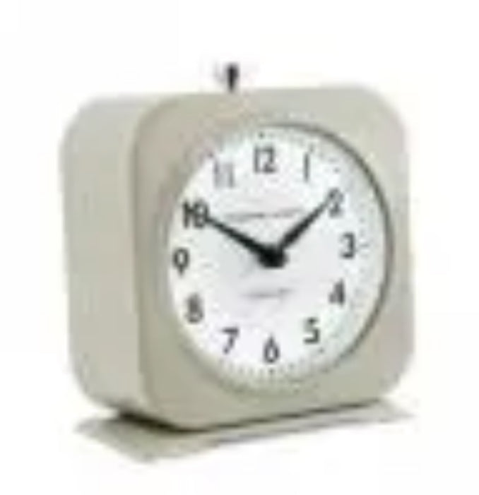 Taupe cream small mantle side table alarm bedside clock